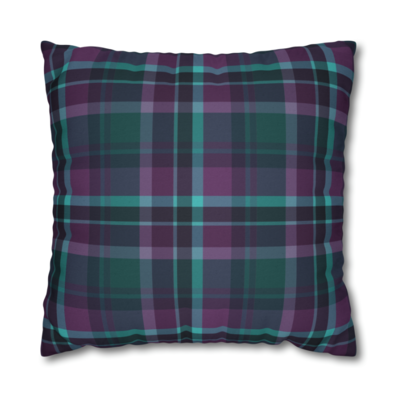 Northern Lights Plaid Square Pillow CASE ONLY, 4 sizes available, Purple Plaid throw pillow, Farmhouse Country Decor, Modern Holiday Decor - image4